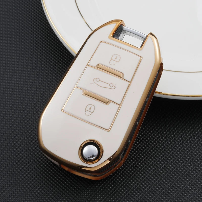 TPU Flip Folding Key Fob Cover Case For Citroen C3 C4 Berlingo 2021 For Peugeot 208 2008 301 308 3008 RCZ 508 408 2008 307