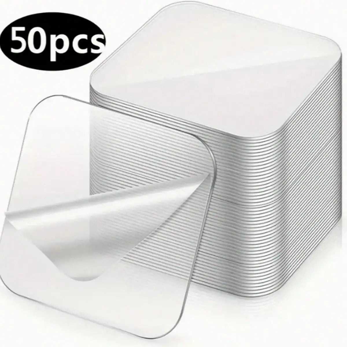 50pcs Double Sided Wall Sticker, Waterproof Adhesive Tape, Square Nano Transparent Tape Sticker, Multi-purpose Double-sided Tape, Strong Adhesive Patch For Household, Home Essentials