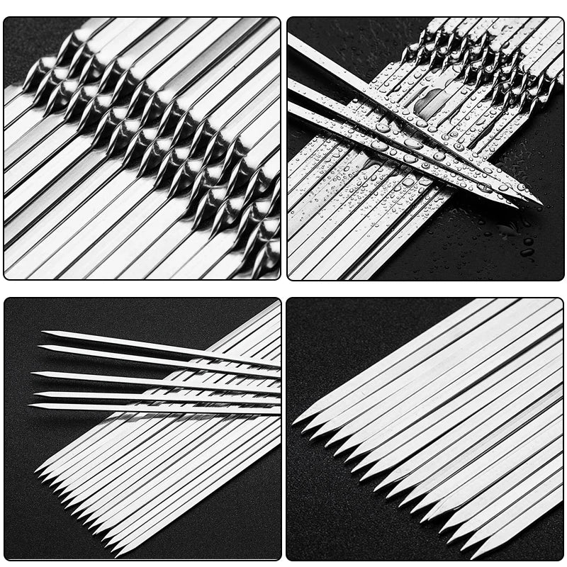 5/10/15/20Pcs Stainless Steel Barbecue Skewers, Reusable BBQ Kebab Skewers for Outdoor Camping, Picnic Tools, Cooking Tools