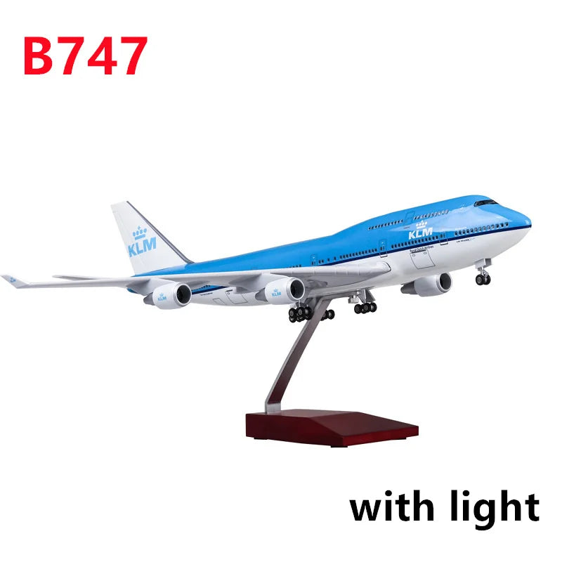 747 Klm Model Toy 47cm 1:130 Scale Plane With Light &Wheels Resin Airplane Models For Collected Gift By Aviation