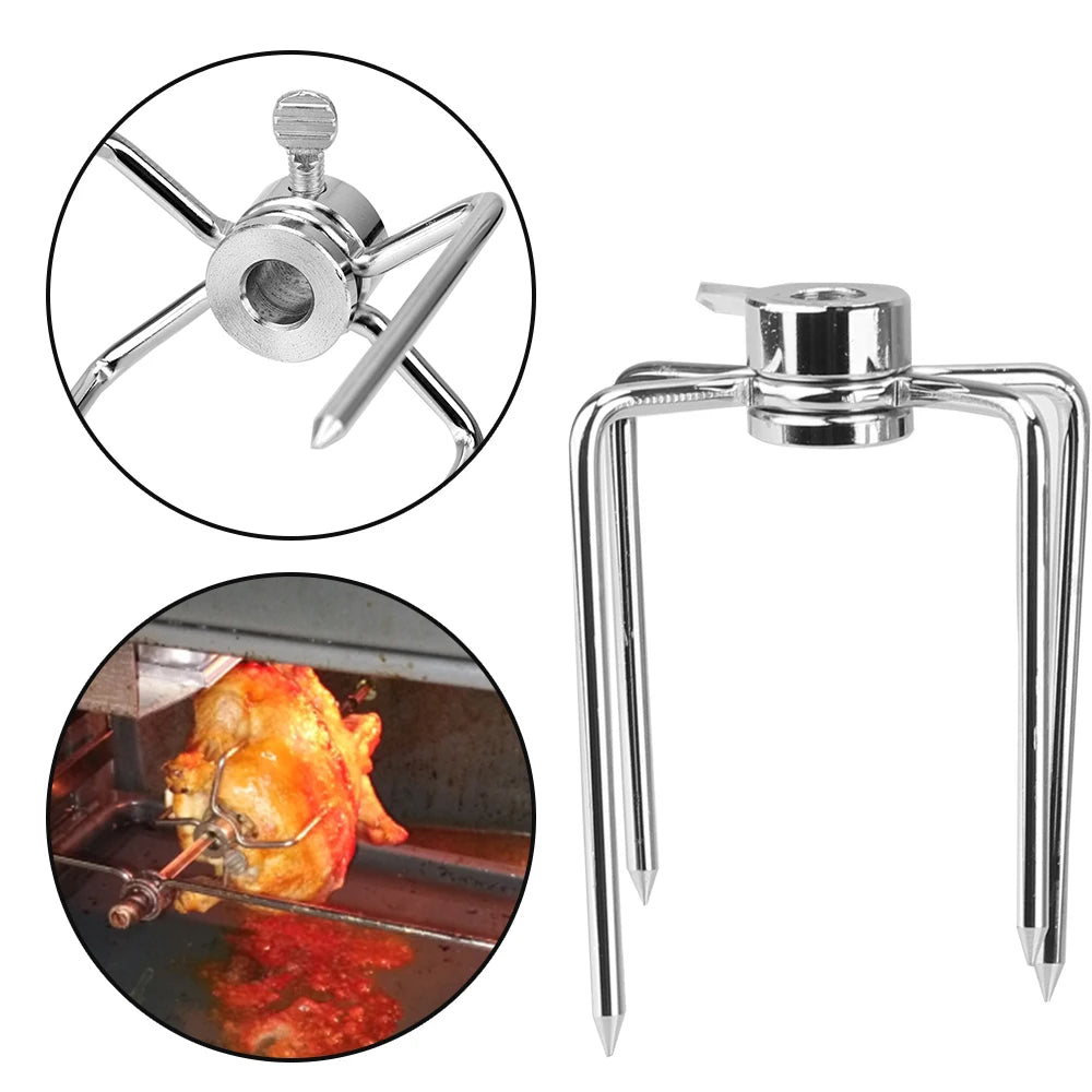 Stainless Steel BBQ Forks 2pcs/set Charcoal Chicken Grill BBQ Tool Rotisserie BBQ Forks Rotisserie Meat Fork Kitchen Tools