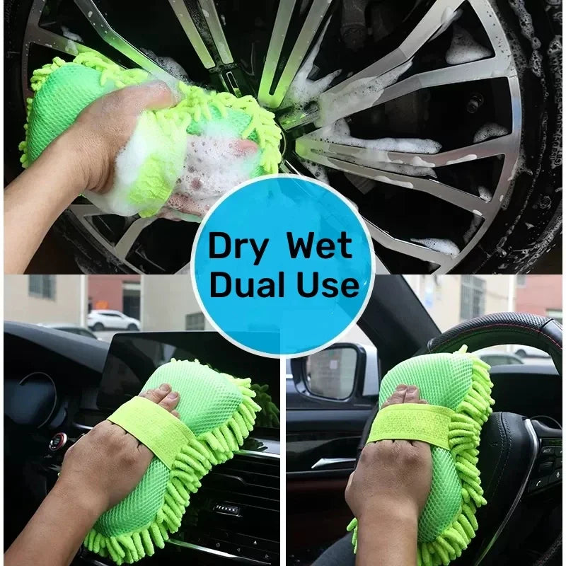 Microfiber Car Washer Sponge Cleaning Car Care Detailing Brushes Washing Towel Auto Gloves Styling Accessories for bmw tesla vw