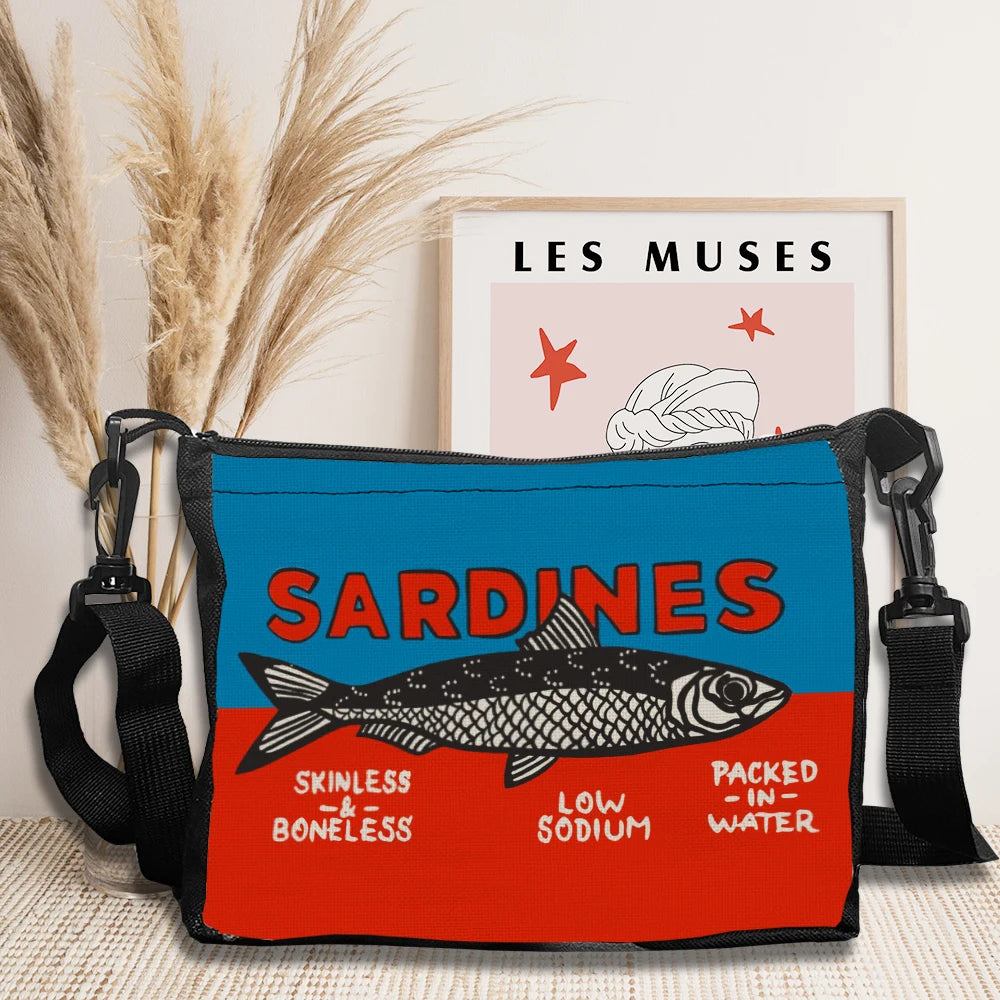 Women Shoulder Bag Colorful Trendy Sardines Shopping Bags for Lady Cartoon Grocery Tote Bag Handbags Casual Crossbody Bag
