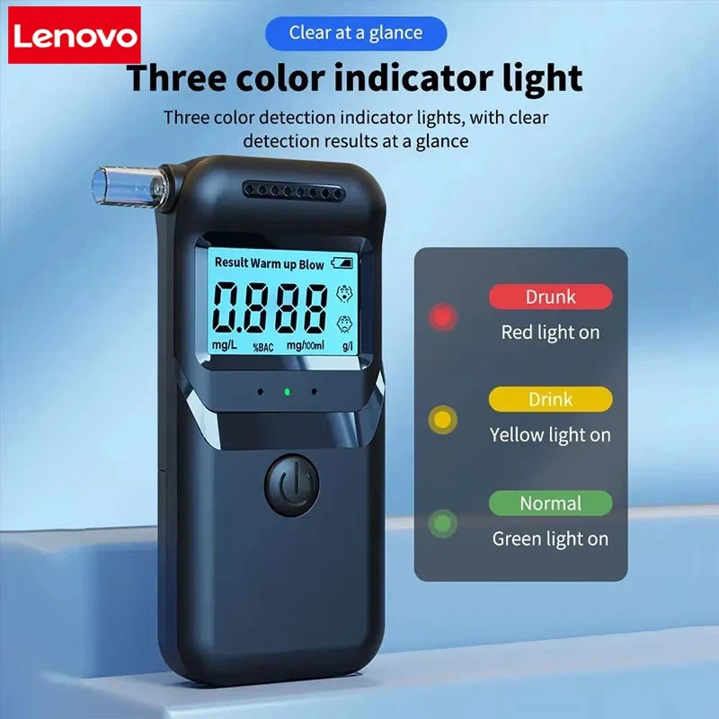 Lenovo Alcohol Breathalyzer Tester Digital LCD Display Grade Accuracy Personal Alcohol Test for Home Use Drunk Driving Analyzer