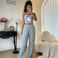 2026 Hot Style Hello Kitty Summer New Women's Black Suspender Pajama Set Comfortable Cartoon Two-Piece Home Clothes Casual Sexy