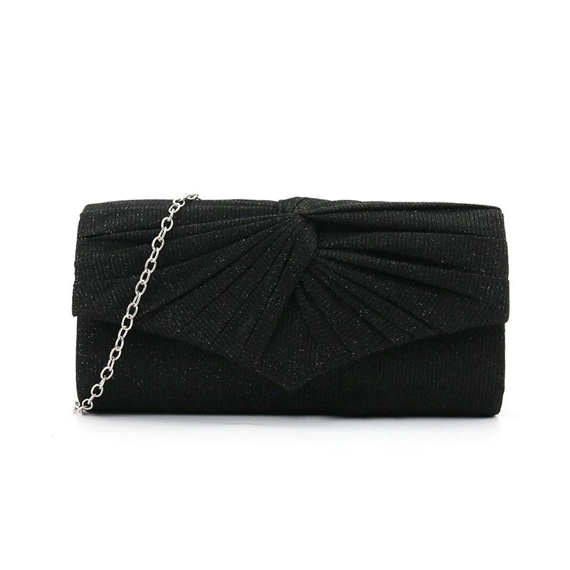 Crossbody Dinner Bag, Pleated and Patterned Women's Bag, Solid-color Clutch Clutch, Chain Evening Makeup Bag