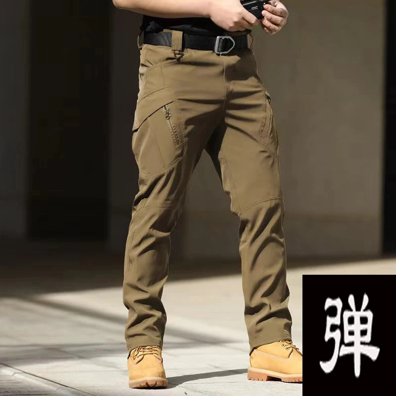 Men's Spring Autumn Tactical Combat Gargo Elastic Camping Hiking Trekking Climbing Outdoor Trousers Softshell Quick Dry Pants