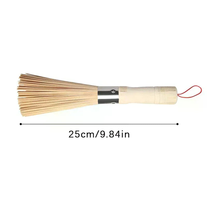 Natural Bamboo Pot Brush Long Handle Wok Cleaning Brush Dish Brush Kitchen Tool Supplies For Home Restaurant