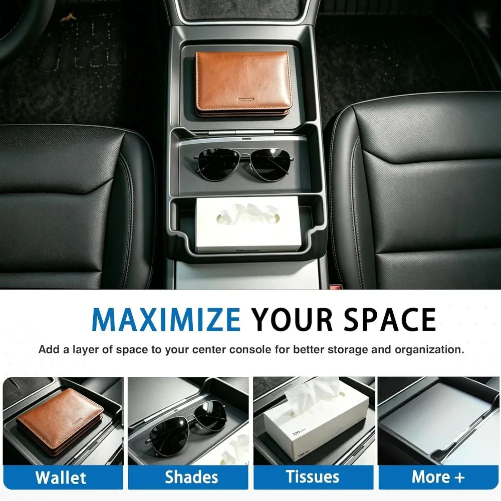 Car Interior Storage Accessories Center Console Organizer Rack Armrest Storage Box Exact Fit For Tesla New Model 3 Highland