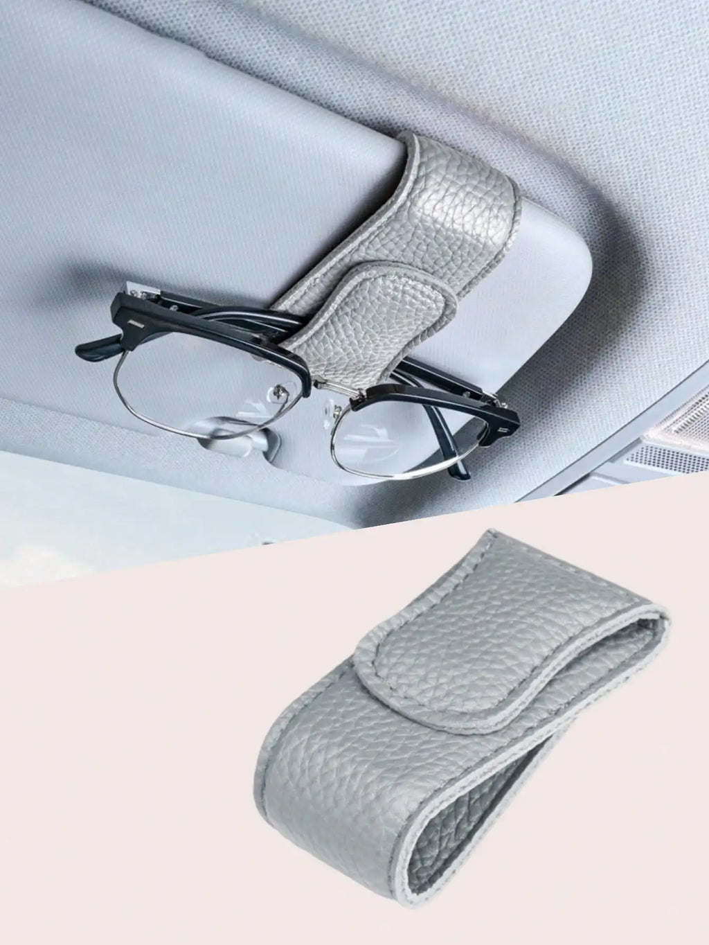 2Pcs Sunglasses Holder Is Suitable for Car Sunshades Magnetic Leather Sunglasses Clip and Ticket Clip Car Sunshade Accessories