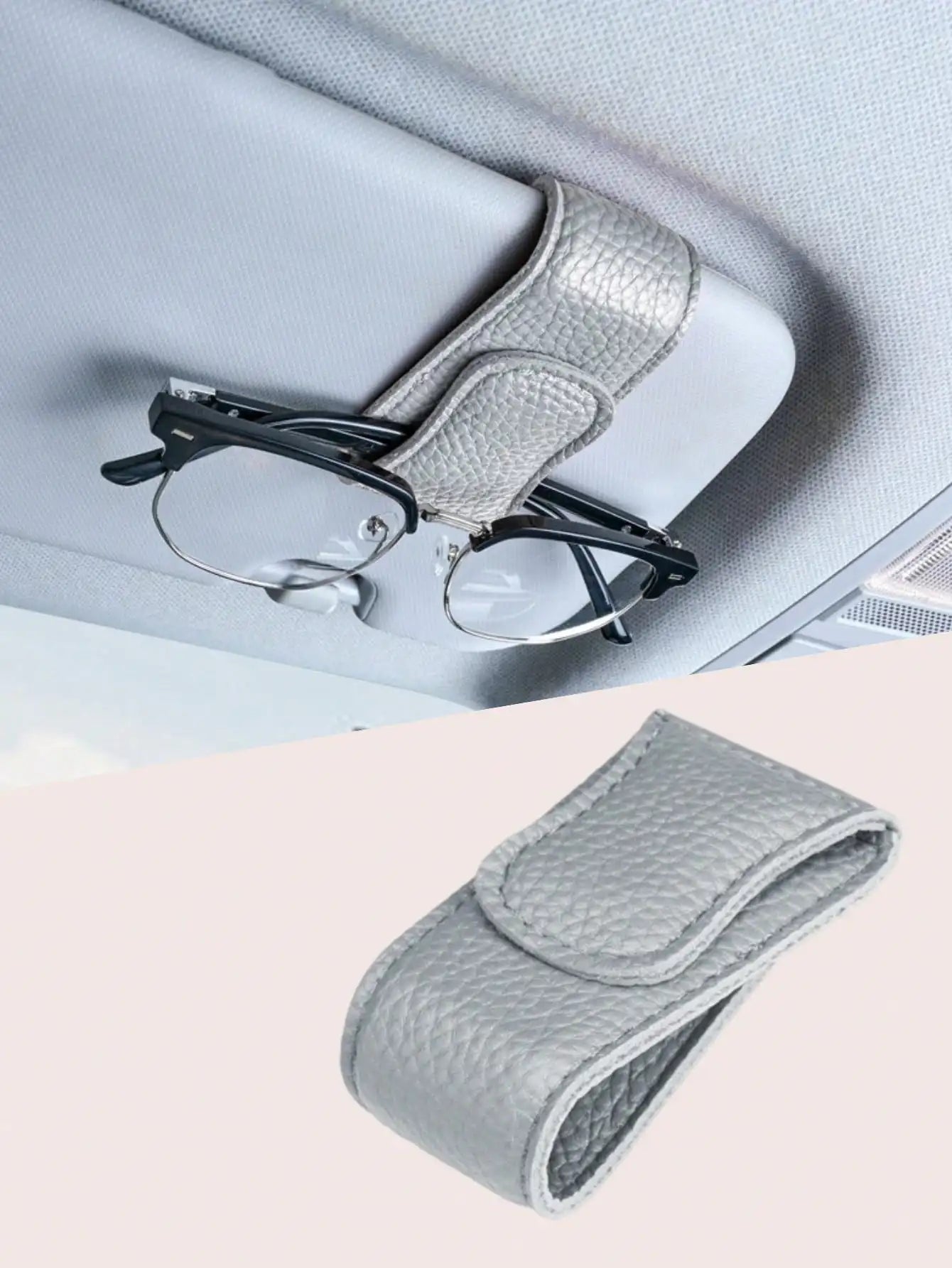 2Pcs Sunglasses Holder Is Suitable for Car Sunshades Magnetic Leather Sunglasses Clip and Ticket Clip Car Sunshade Accessories