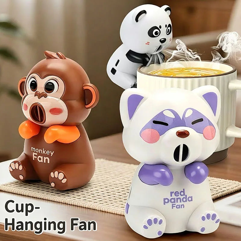 Cat Monkey Panda Model Electric Fan Hanging Cup Hair Dryer Portable Rechargeable Three level Wind Speed Adjustable Boy Girl Toys
