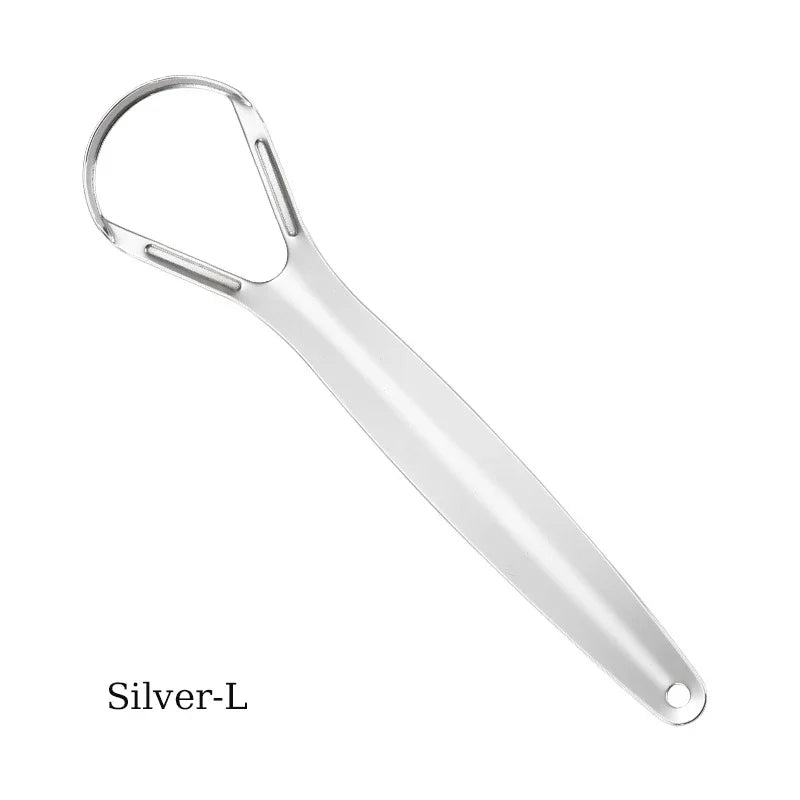 Stainless Steel Reusable Tongue Scraper with Coated Handle for Fresh Breath Oral Hygiene Durable Mouth Cleaner Tool
