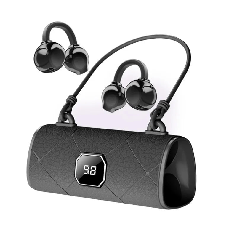 Open Ear Wireless Earphones With Mics Sports Ear Clip on Earbuds Touch Control LED Power Display Bluetooth 5.4 OWS Headphones