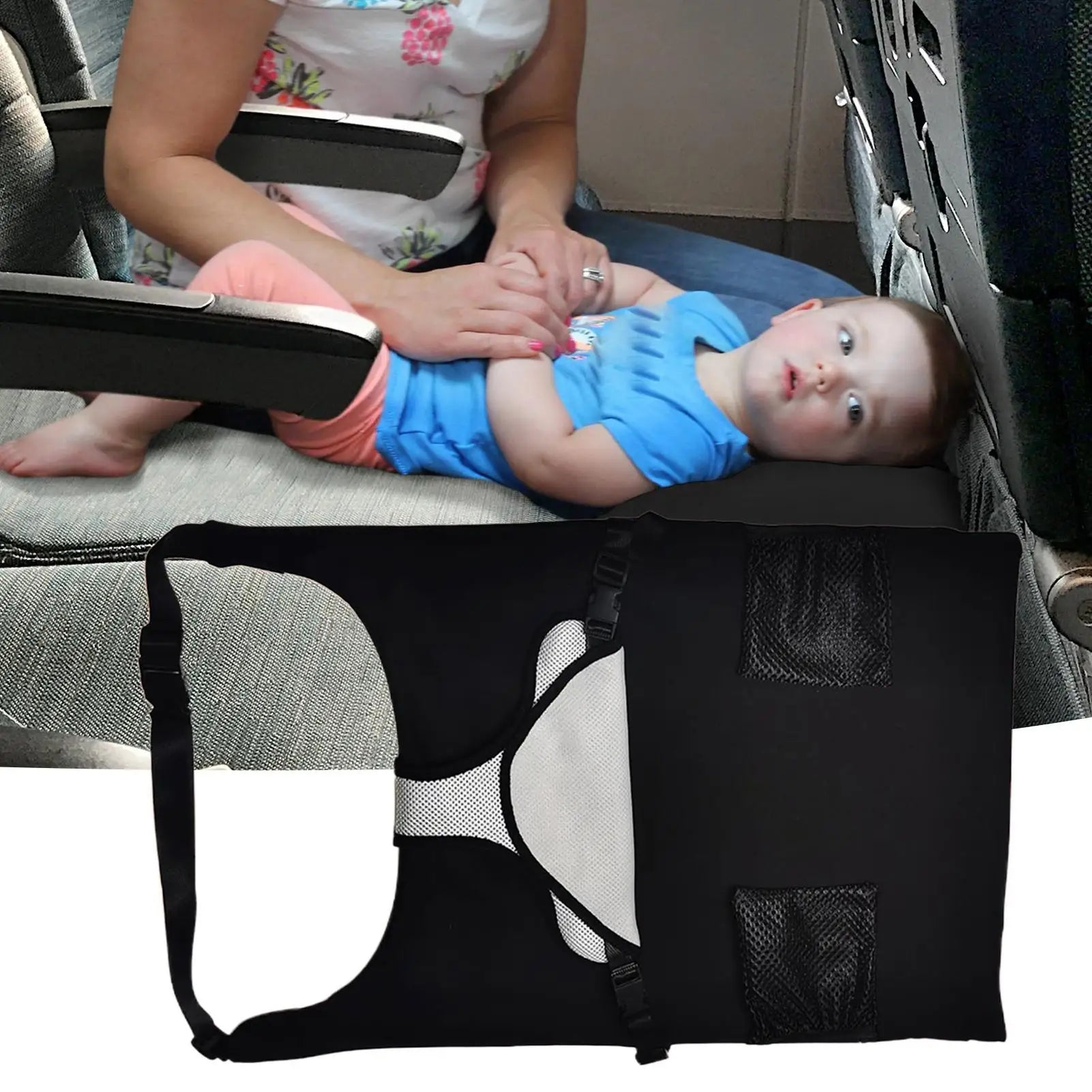 Travel Airplane Bed For Baby Pedals Bed Kids Airplane Seat Extender With Side Pocket Portable Foot Rest Hammock Car Sleep Crib