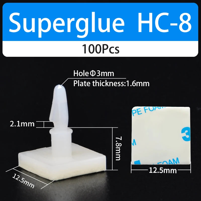 100PCS HC-5/6 Nylon Plastic Stick Fixed Clip PCB Module Spacer Standoff Lock Snap-In Adhesive 3MM Hole Support Isolation Column