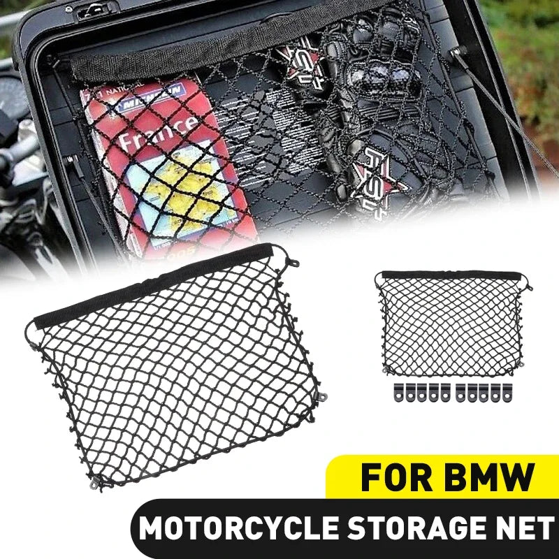 10Hooks Motorcycle Cargo Mesh Cargo Organiser Net Trunk Luggage Storage Vario Case Panniers R1200GS R1250GS F800GS F700GS F650GS