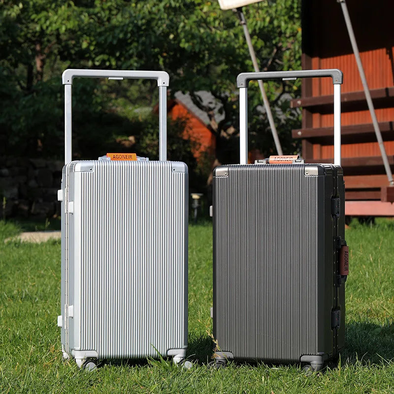 Travel Luggage aluminum frame 20-inch carry-on trolley suitcase 26-inch wide handle men women students 24-inch password luggage