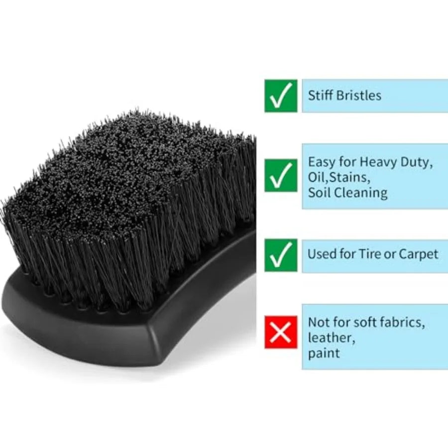 Wheel Rim and Tire Brush Set, Soft and Stiff Bristle Wash Cleaning Supplies Kit for Car Body Exterior Surface, Carpet, Truck, S