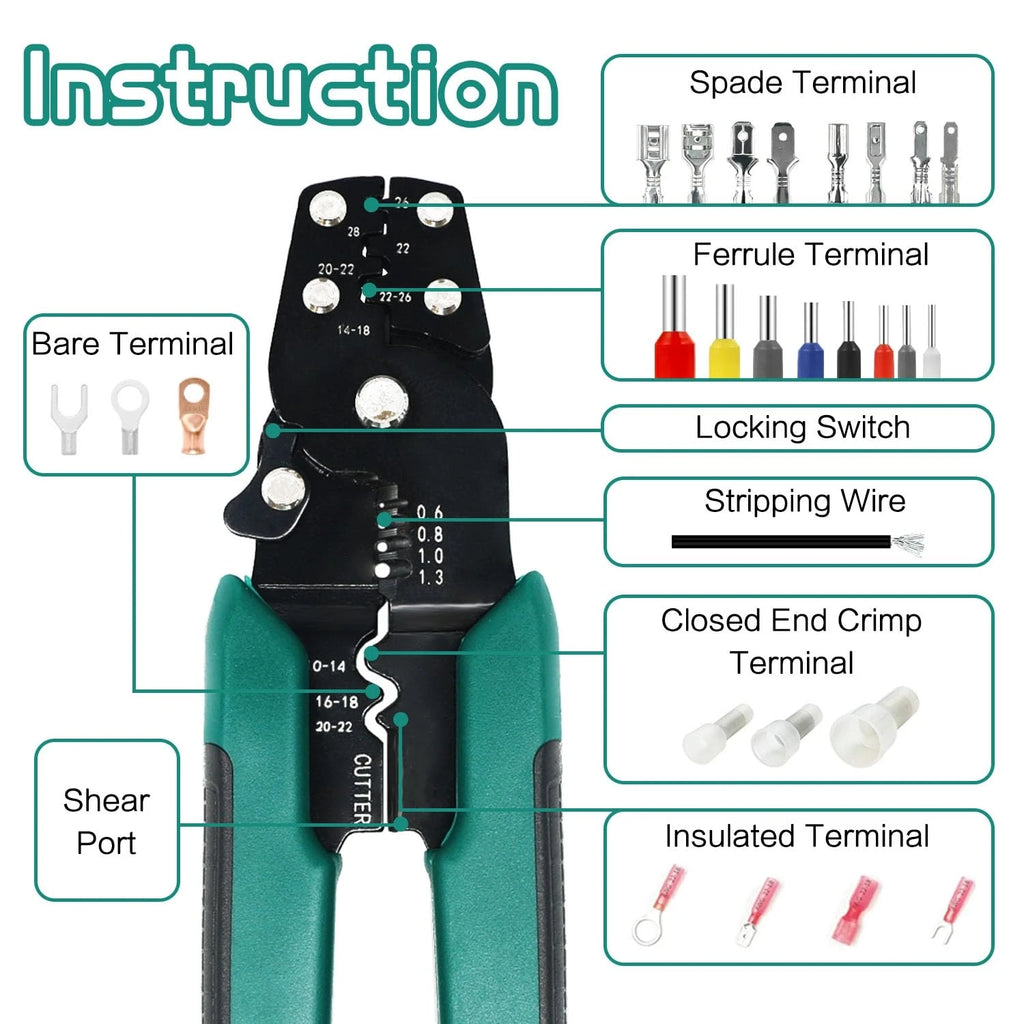 Multi-Function Mini Electric Terminal Crimping Pliers With Wire Stripping Cutting Hand Crimping Tool Multiple Connector