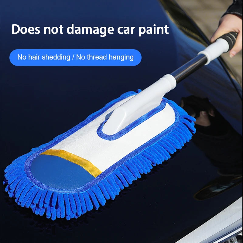 SEAMETAL Scalable Car Washing Mop Long Handle Cleaning Brush Ultra-Soft Chenille Auto Dust Removal for Car Detailing Wash Tool