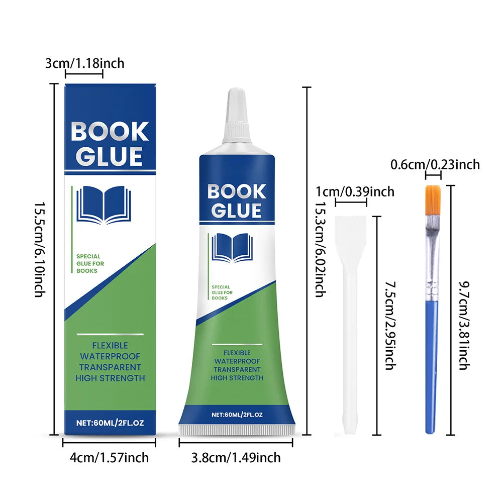 Professional Book Glue with Brush Clear Book Adhesive Strong Adhesive Quick-Drying Repair Glue for Greeting Cards Invitations