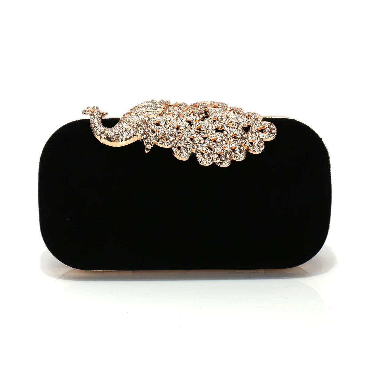 Animal Peacock Metal Shoulder Chain Evening Bags Rhinestones Velvet Small Clutch Bags Flap Design Red Color Lady Handbags