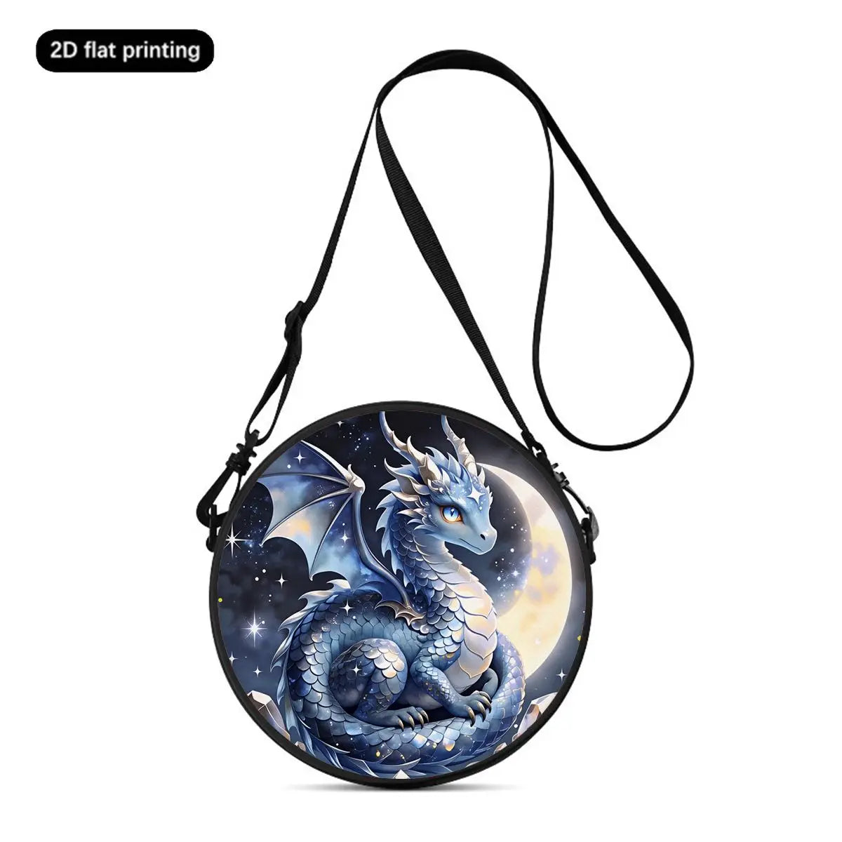 Dinosaur Print Round Shoulder Bag Casual Messenger Bag for Woman Best Gifts 2D Flat Casual Daily Crossbody Bag