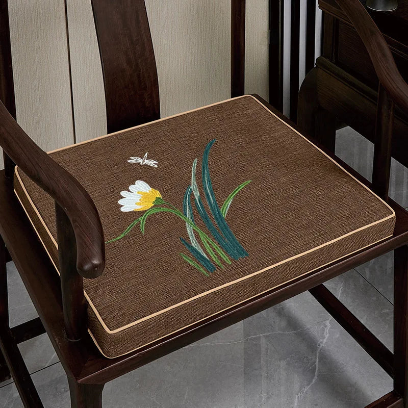 Chinese-style Dining Chair Seat Cushion Chair Pad Thickened Sponge Cushion Solid Wood Ring Chair Anti-slip Tea Chair Cushion
