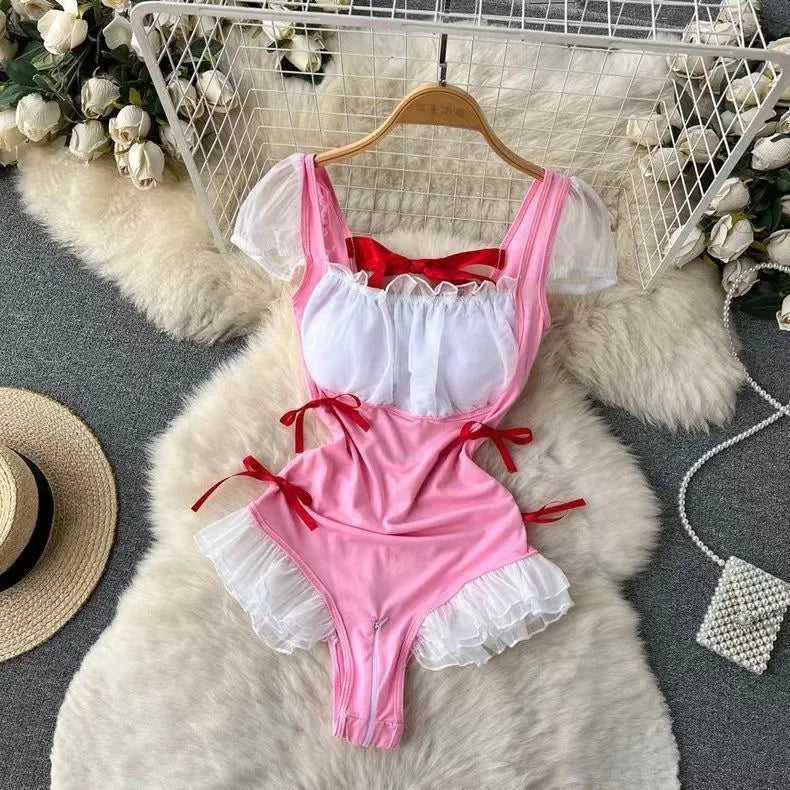 Sweet Bunny Lingerie Set Women Sexy Soft Plush Cute Bowknot Sweet Nightgowns Christmas Rabbit New