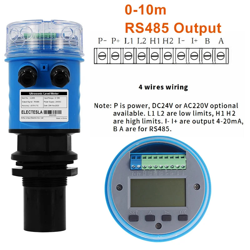 ES-UL800 10M Ultrasonic Level Meter for Tanks Water Level Transmitter 4-20mA RS485 Transmitter DC24V