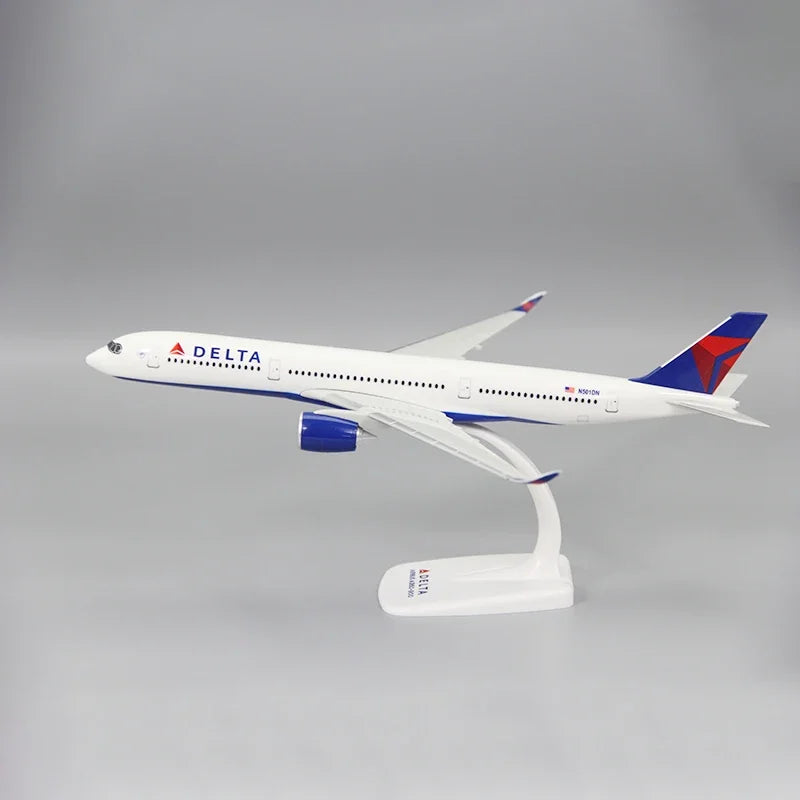 New 1:250 Scale A350-900 Delta Airline Air With Base Plastic Assembly Aircraft Model Toy Collection Display Gifts Fans