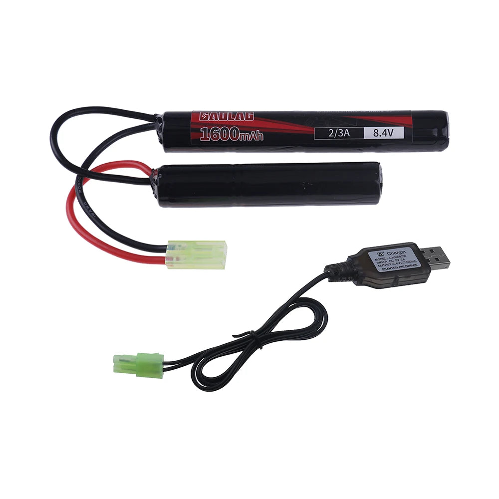 8.4V Airsoft Battery 2/3A 1600mAh 8.4V NIMH Butterfly Battery for H VFC HK416 CQB Rifle Guns AK AEG'S with Mini Tamiya Connector
