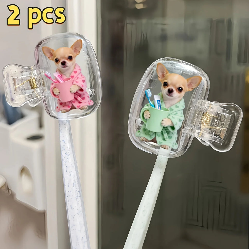 2pcs Chihuahuas Portable Dustproof Odorless Toothbrush Case Suitable for Various Sizes of Travel Kits with Ventilation Holes