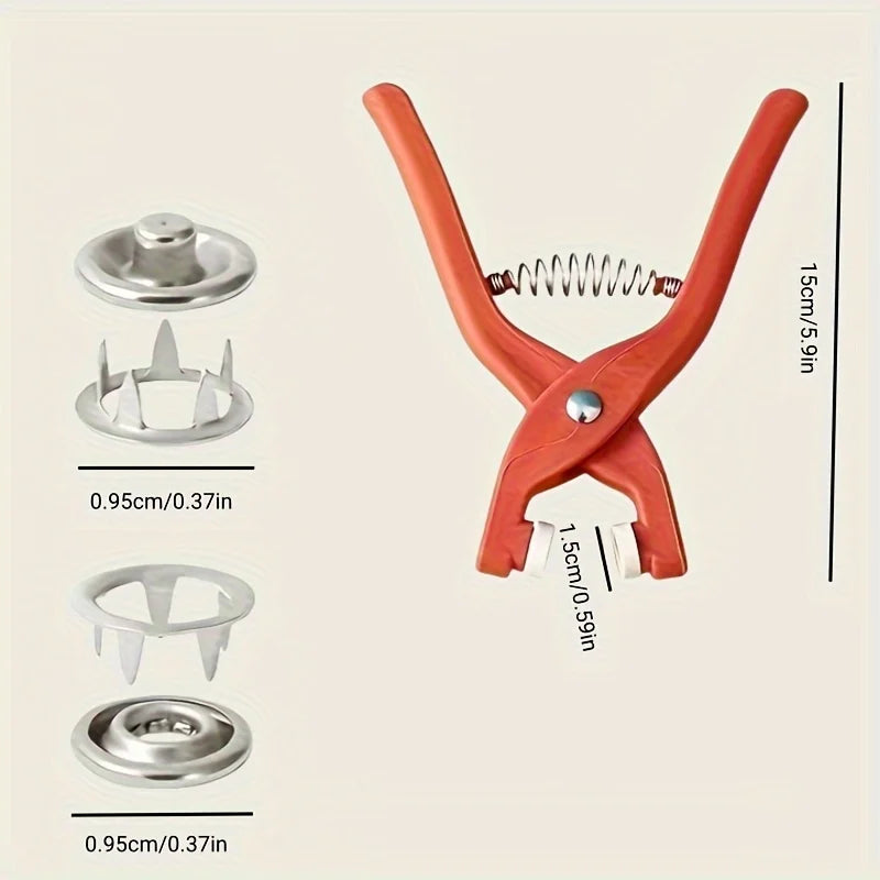 100Pcs Colorful Metal Sewing Buttons Solid Plier Tool Set Prong Press Studs Snap Fasteners for Installing Clothes Bags