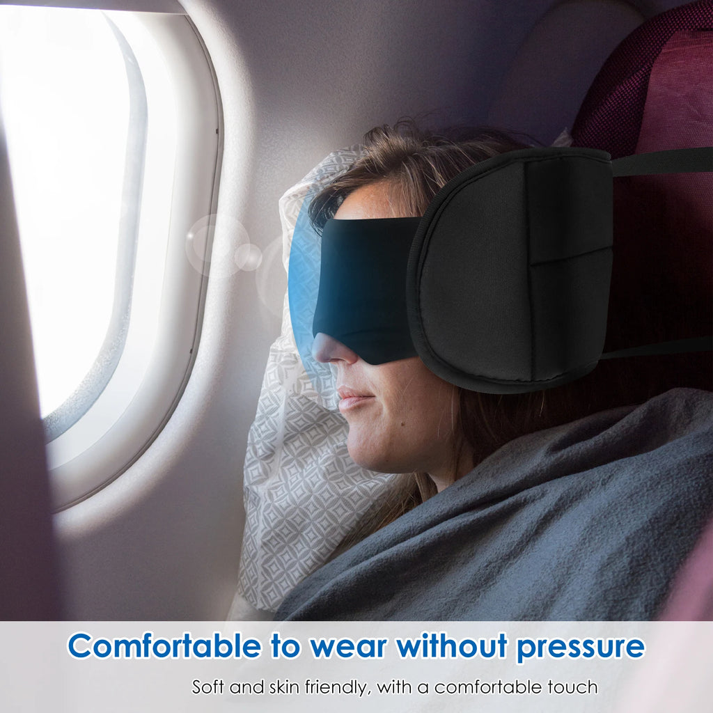 Travel Neck Pillow with Eye Mask 360° Support Airplane Pillow with Storage Bag Comfortable Neck Headrest for Sleeping on Car
