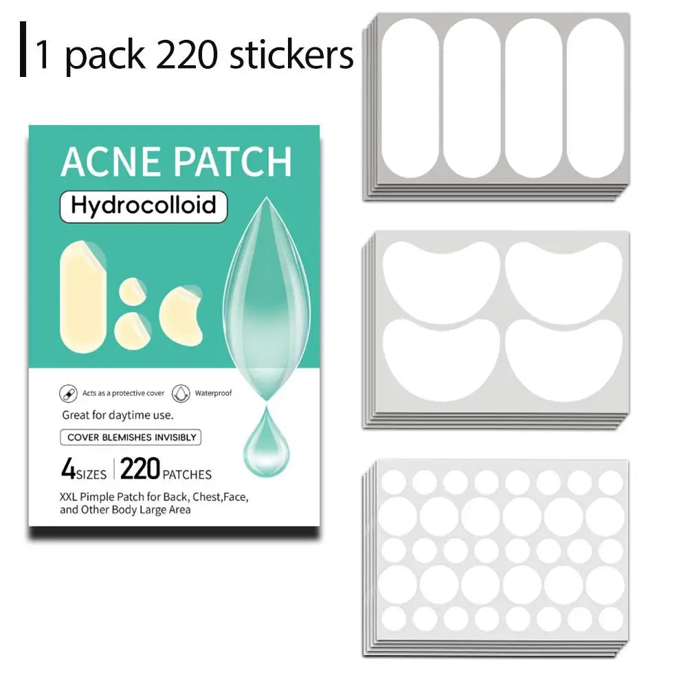 Large Pimple Patches Bulk for Face, 9 Styles Hydrocolloid Acne Patches for Covering Body, Forehead, Chin Blemishes Zit Breakouts