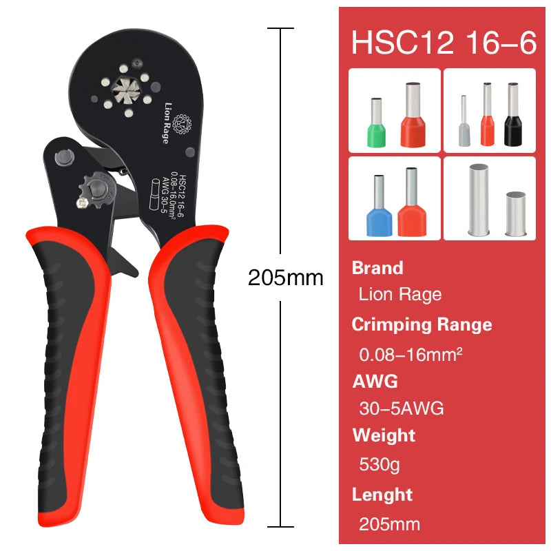 Crimping Pliers Ferrule Sleeves Tubular Terminal Tools HSC8 6-4 6-6 16-6 Wire Crimper Household Electrical Sets 1200pcs terminal