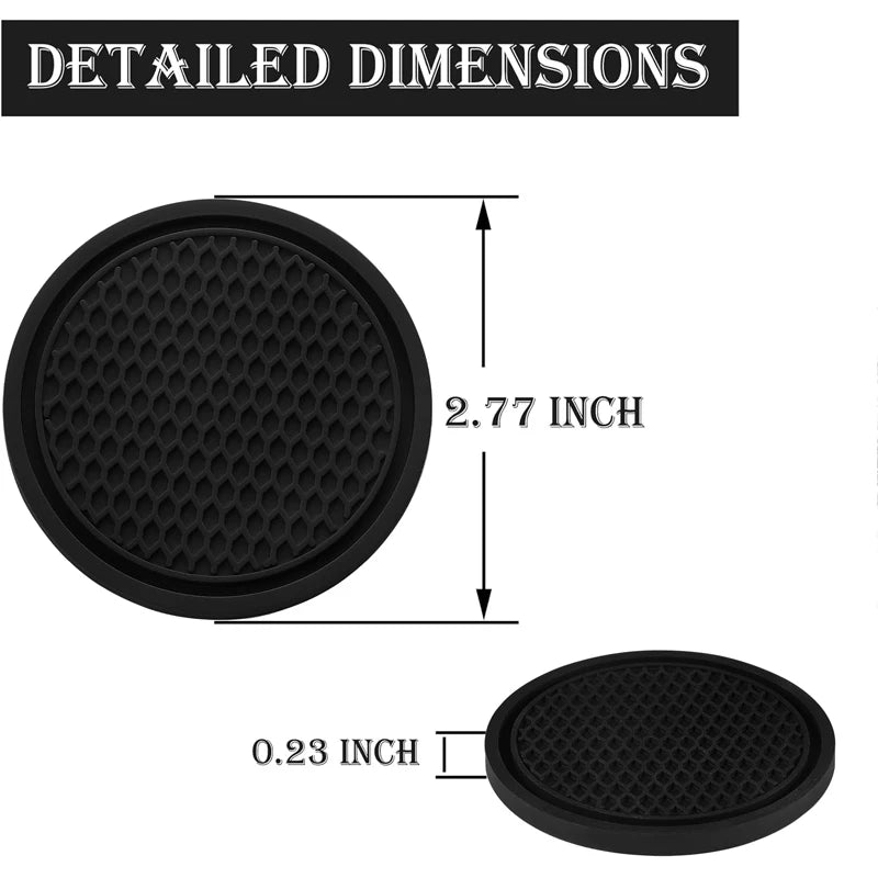 4PCS/Set Universal Anti-Slip Silicone Car Cup Holder Inserts Black Mat Coaster Universal Fit for Most Cars Car Accessories