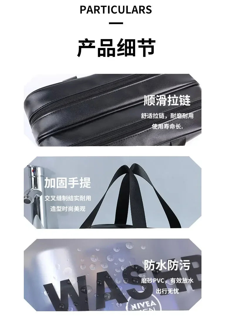 2025 New Double Transparent Dry-Wet Separation Bag - PU Makeup Pouch, Portable for Travel, Fitness & Swimming Essentials