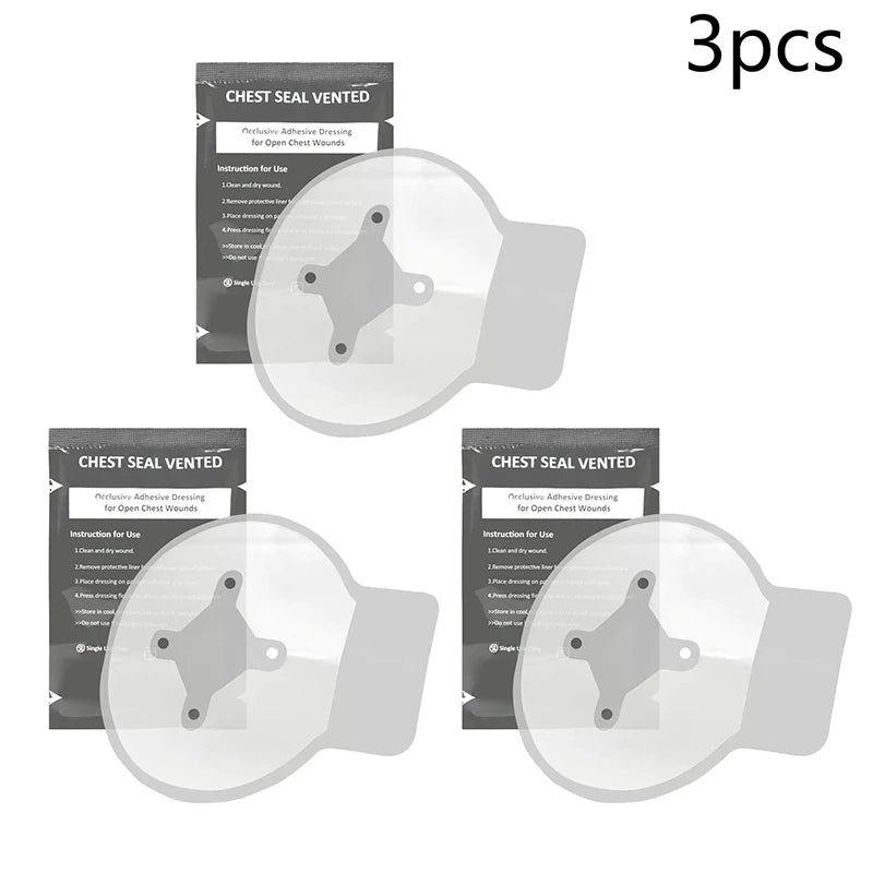 1Pc Medical Vent Chest Seal Occlusive Adhesive Dressing for Open Chest Wounds Survival Emergency Trauma Sticker First Aid Patch