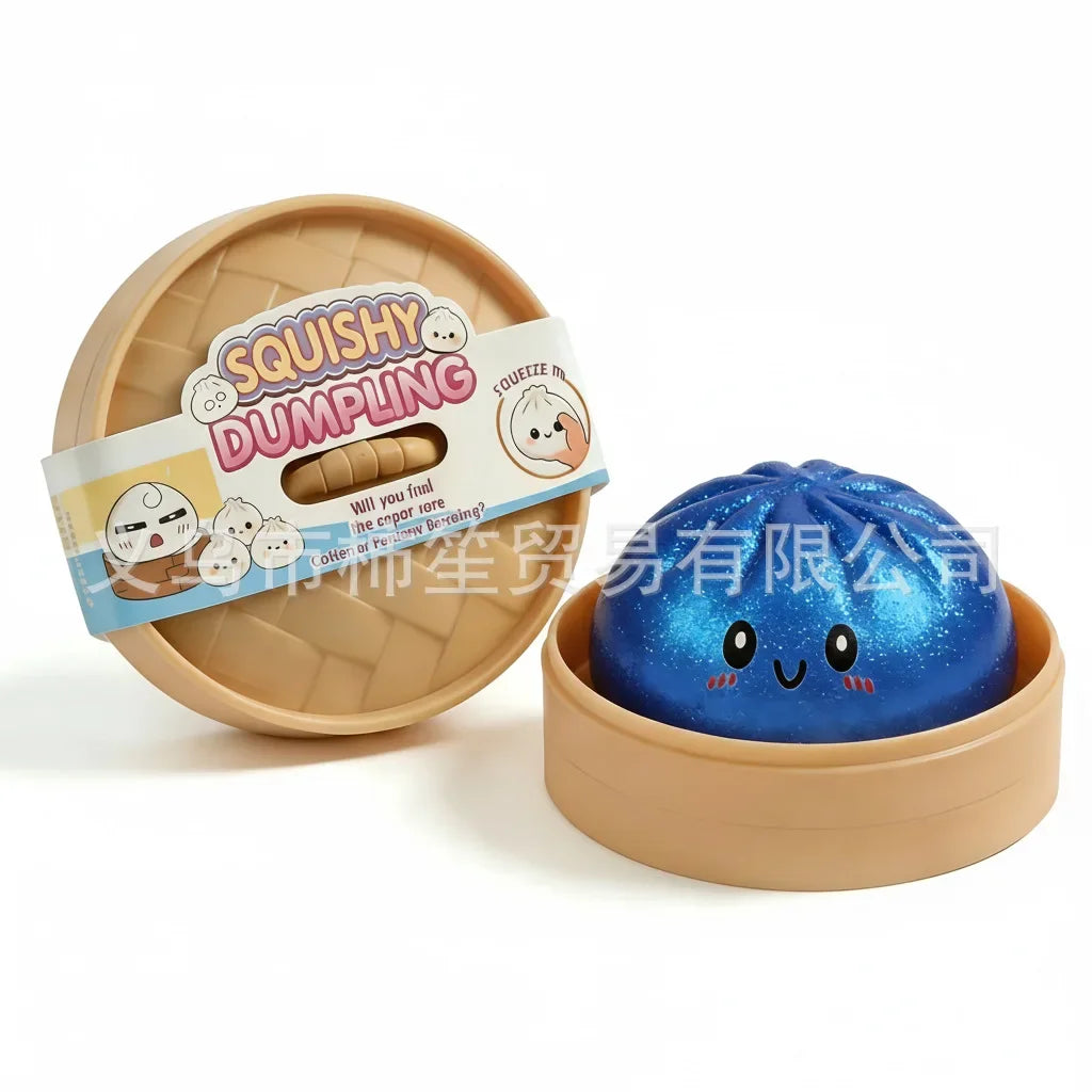 Money Glitter Shark Dumplings Squishy Toy Soft Slow Resilience Squishy Toy Fidget with Steamer Steamed Stuffed Bun Squishy Pinch
