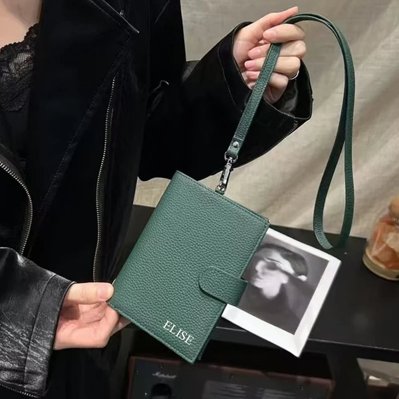 Genuine Leather Engraving Passport Wallet With Neck Strap Custom Name Cowhide Travel Wallet Woman Portable Card Bag Coin Purse