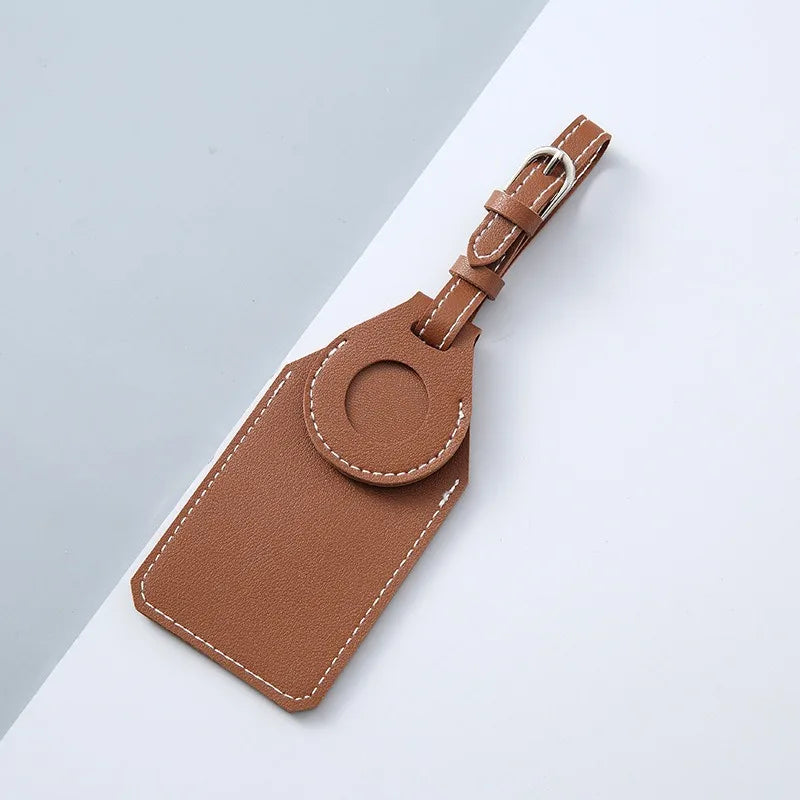 Leather Luggage Tags for AirTag Cases Anti-loss Travel Luggage Tags with Card Holders