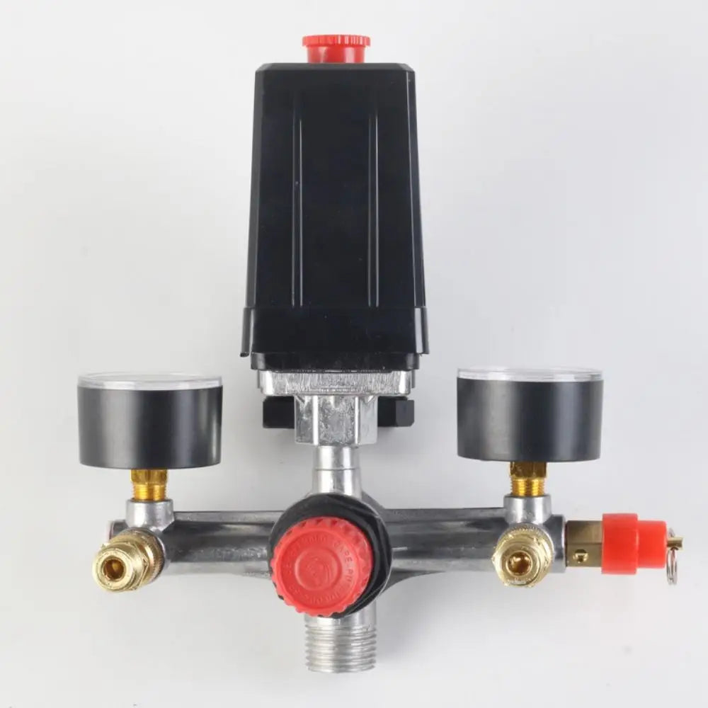 90-120PSI Air Compressor Pressure Valve Kit Dual Pressure Gauges Vertical Switch Air Compressor Control Switch Quick Adjustment