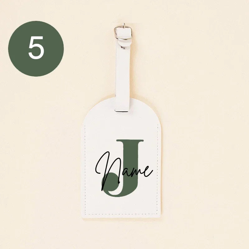 Personalised Monogram PU Luggage Tag Initial with Name Leather for Suitcase Baggage Handbag Tags Travel Bag Label Tag Best Gifts
