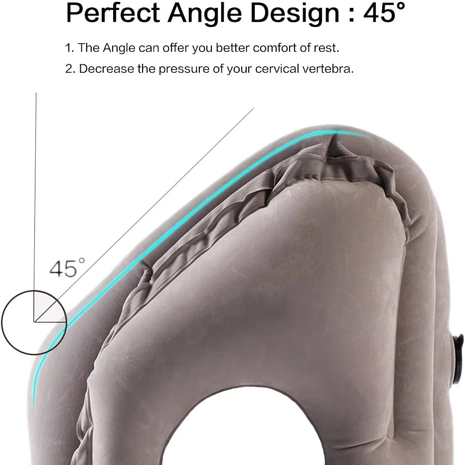 New Pattern Inflatable Travel Pillow Portable Chin Support Neck Pillow for Airplane Car Bus Train Office Nap Rest Support Pillow