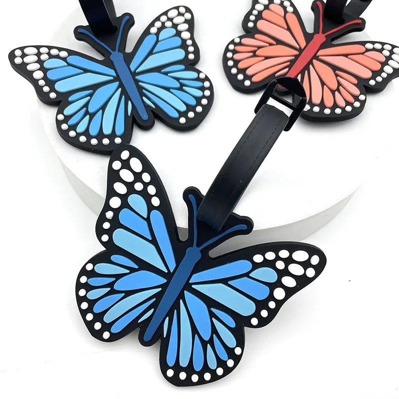 4 Color Travel Accessories Cute  Butterfly Luggage Tag Silica Gel Suitcase ID Address Holder Baggage Boarding Tag Portable Label