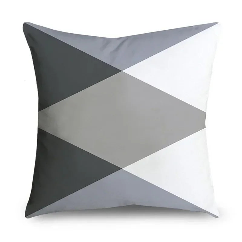 Gray Striped Geometric Double-sided Printed pillow cover Short plush Suitable living rooms bedrooms sofas throw cushion cover