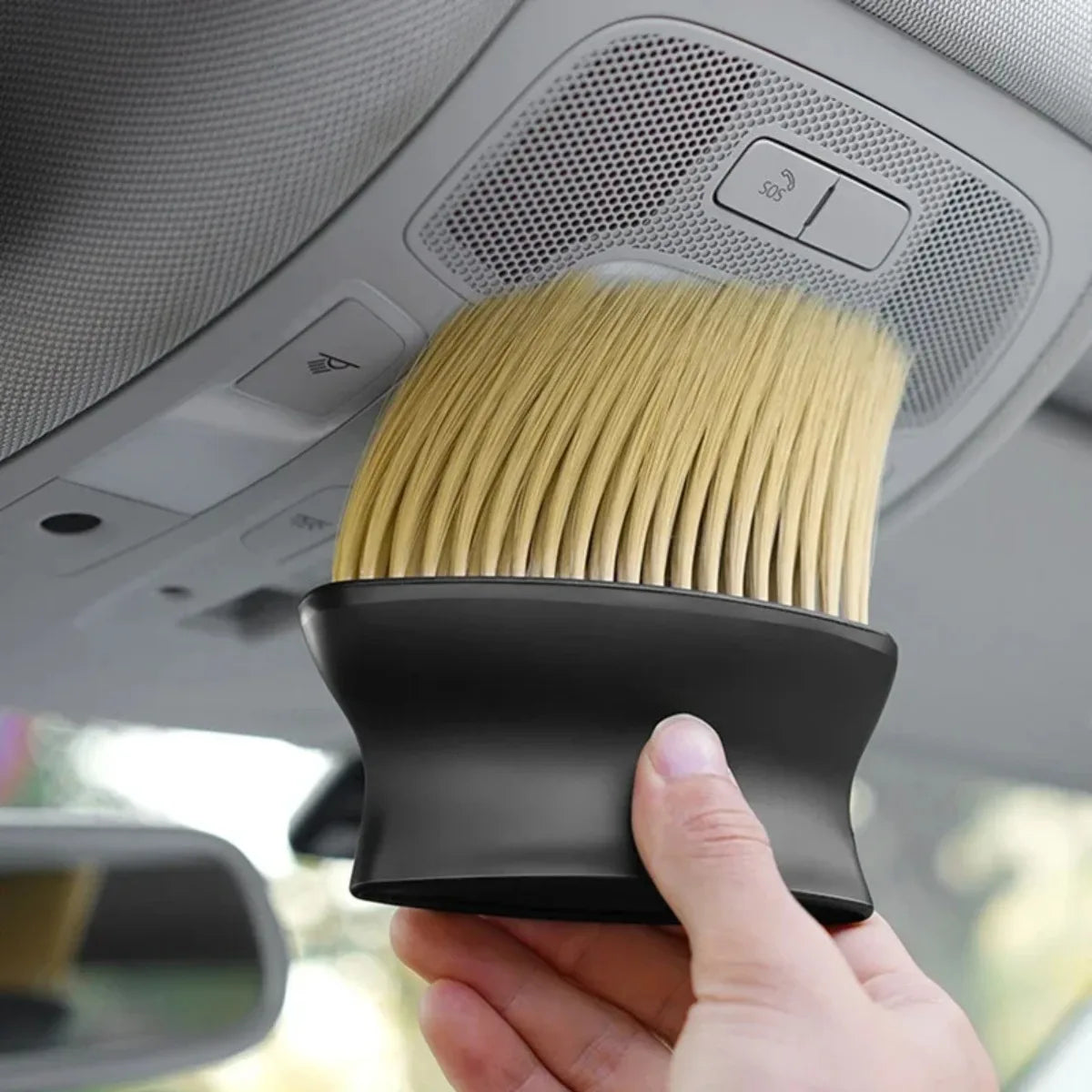 1pc Internal Car Cleaning Tools Long Handle Brush Fine Bristles Dust Removal Uses For SUV Truck Sedan Interior